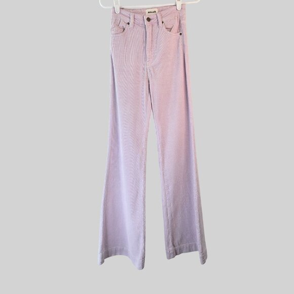 Rolla's Eastcoast Flare Pants Womens 24 Corduroy High Waist Purple Bell Bottom - Picture 1 of 14